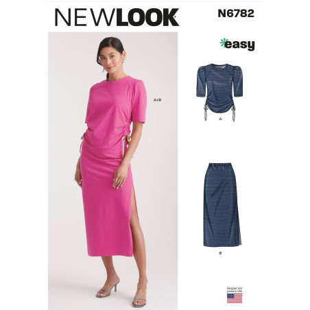 Bluse m/snøre og nederdel New look snitmønster easy N6782