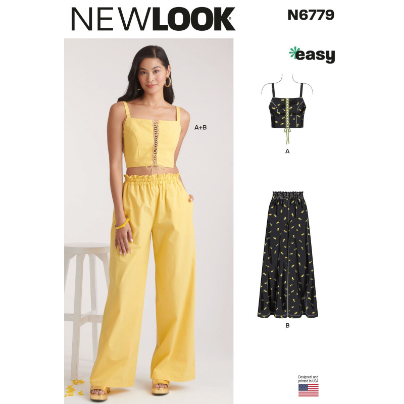 Top m/snøre og bukser New look snitmønster easy N6779