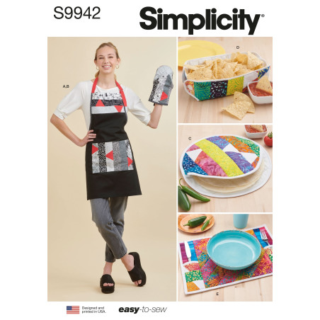 Forklæde og dækkeservietter Simplicity snitmønster 9942 OS