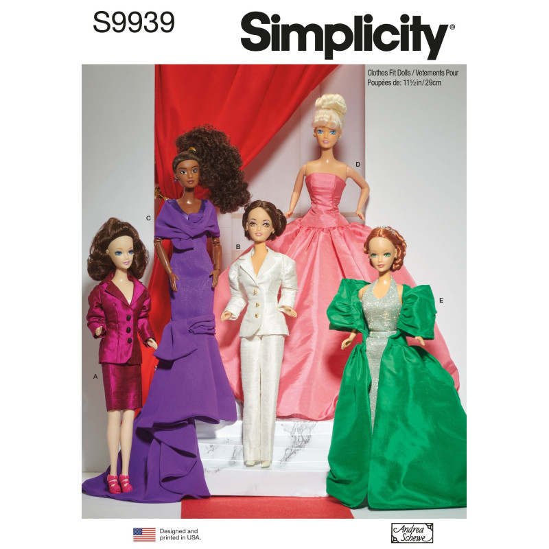 Selskabskjoler til Barbie dukketøj  Simplicity snitmønster 9939 OS