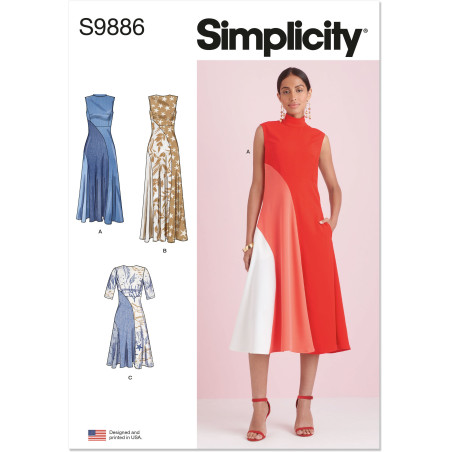 Kjole i baner  Simplicity snitmønster 9886