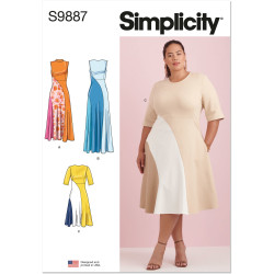 Kjole i baner  plusmode  Simplicity snitmønster 9887
