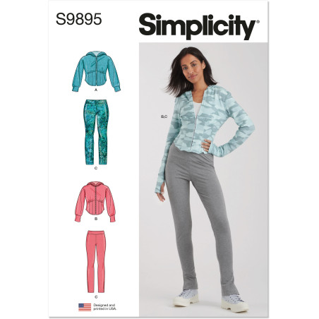 Leggings og kort jakke også plusmode Simplicit snitmønster 9895