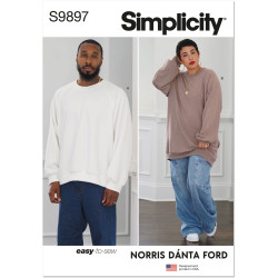 Unisex sweatshirt ham/hende Simplicity snitmønster 9897 A