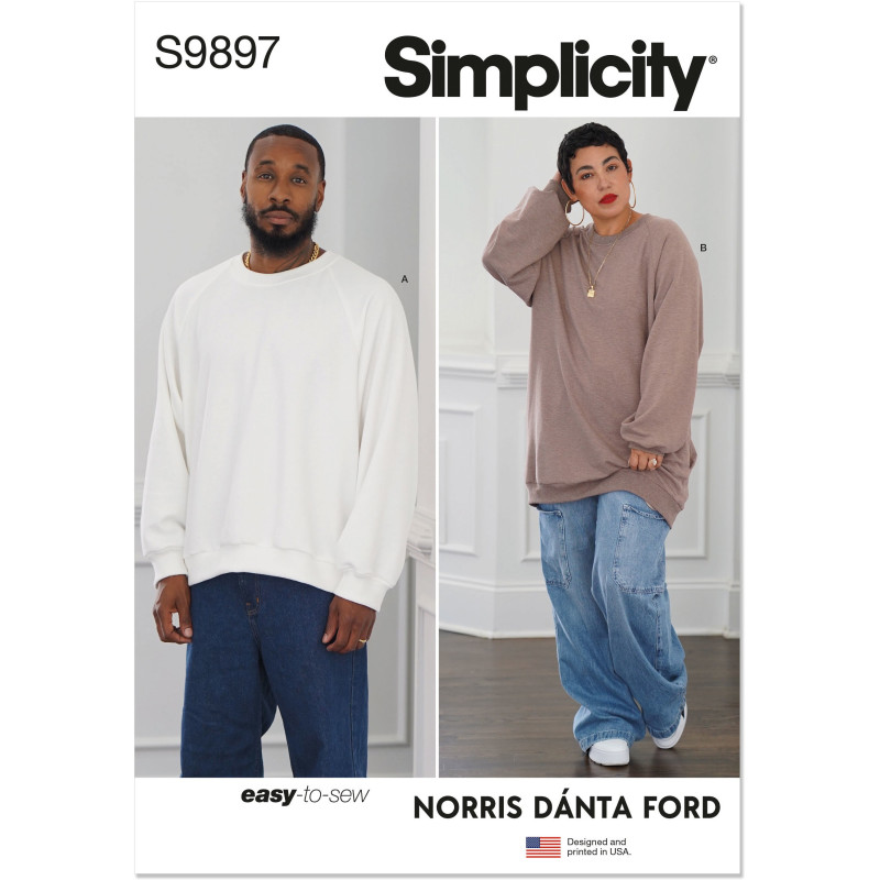 Unisex sweatshirt ham/hende Simplicity snitmønster 9897 A