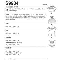 Dukketøj til 46 cm dukke Simplicity snitmønster 9904