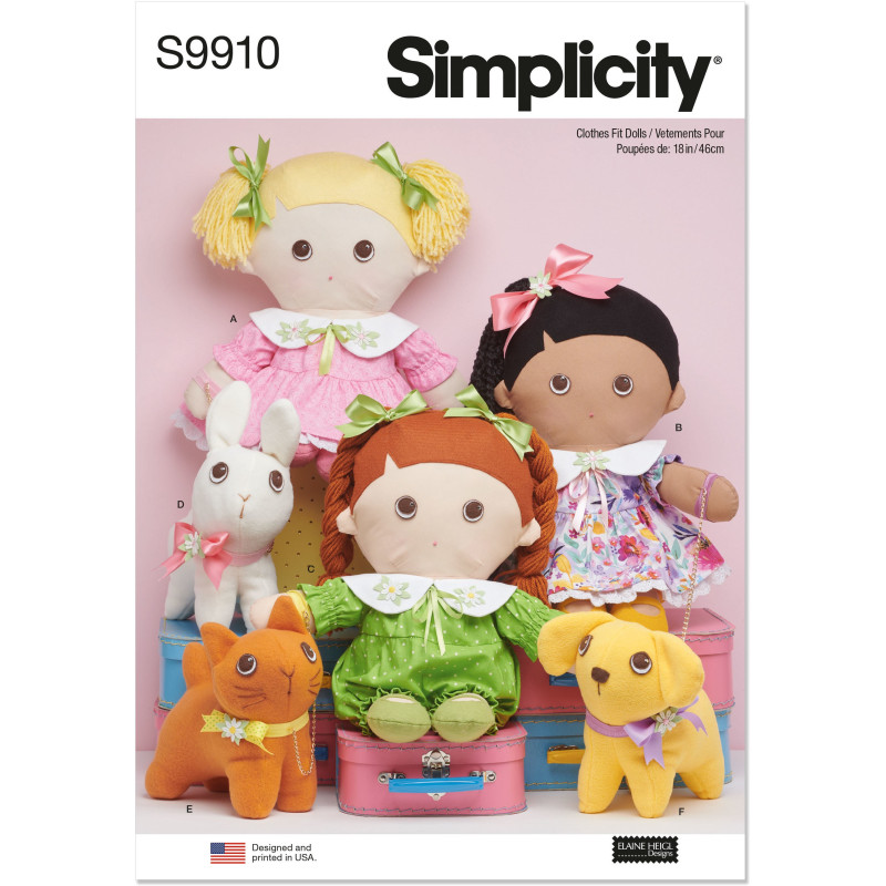 Dukke  tøj og tøjdyr Simplicity snitmønster 9910 OS
