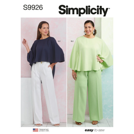 Bukser og løs top også plusmode Simplicity snitmønster 9926
