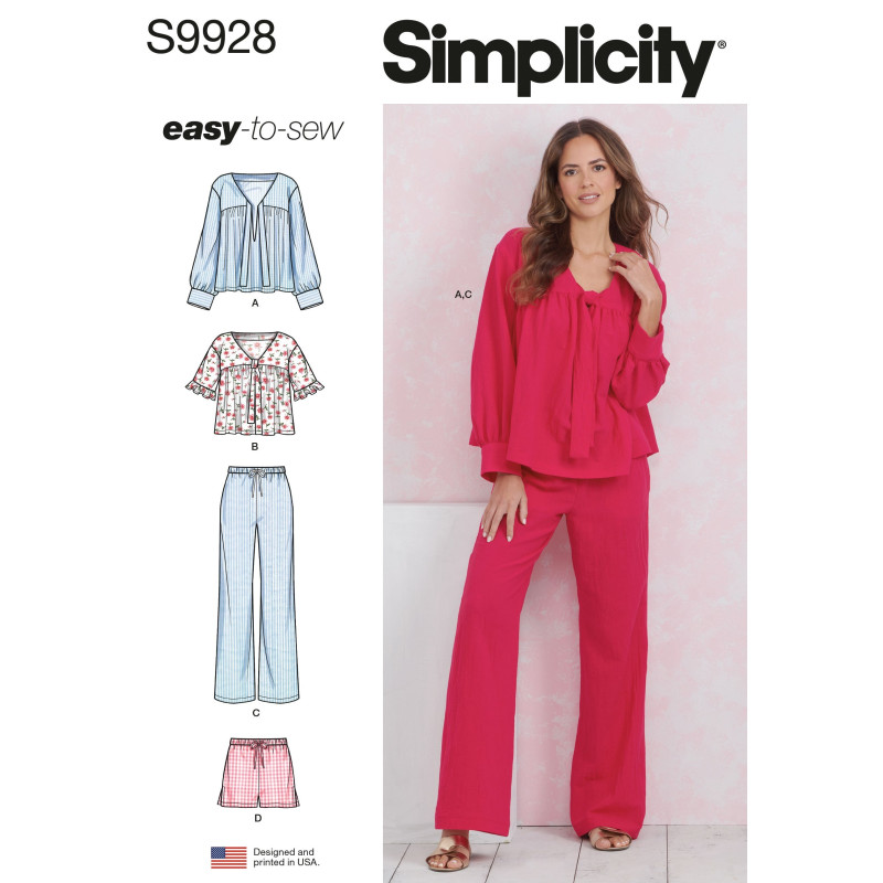 Bukser shorts og bluse Simplicity snitmønster 9928 A  easy