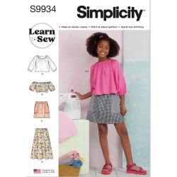 Pigetøj nederdel og bluse Simplicity snitmønster 9934 A