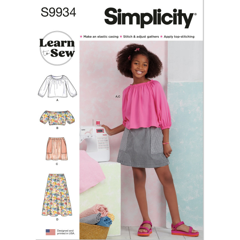 Pigetøj nederdel og bluse Simplicity snitmønster 9934 A