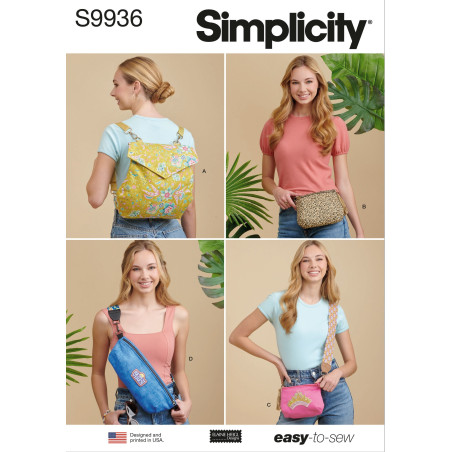 Rygtaske og bælte taske Simplicity snitmønster 9936 OS  easy