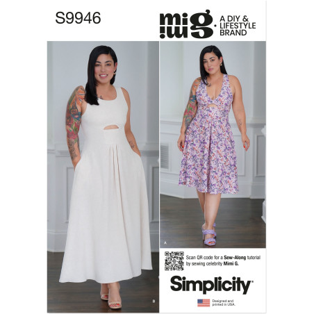 Kjole m/åben ryg  Simplicity snitmønster 9946