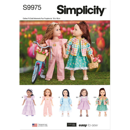 Dukketøj til 46 cm dukke Simplicity snitmønster 9975 Os