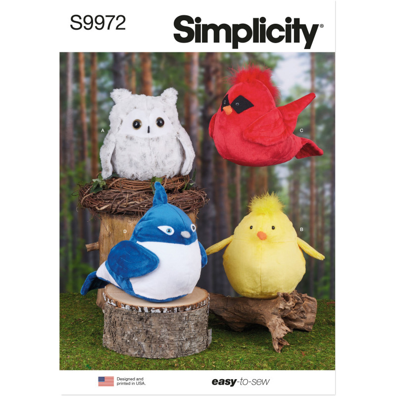 Tøjdyr Fugle Simplicity snitmønster 9972 Os