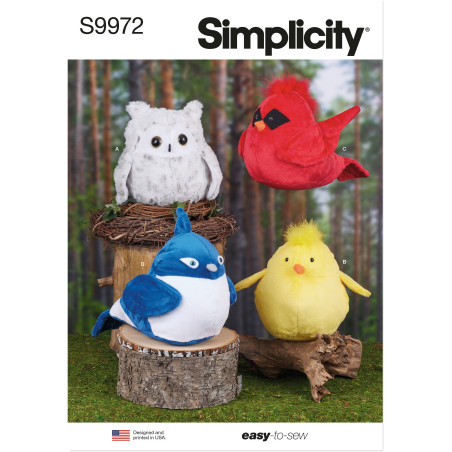 Tøjdyr Fugle Simplicity snitmønster 9972 Os