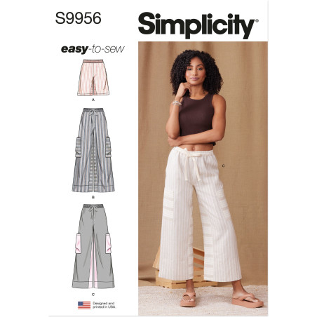 Shorts og lange bukser m/vide ben Simplicity snitmønster 9956 A