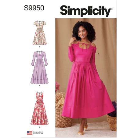 Kjole m/åben skulder Simplicity snitmønster 9950