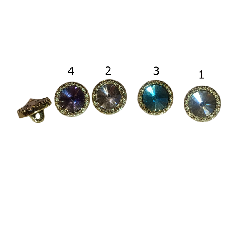 Knap m/øje Crystal 13 mm