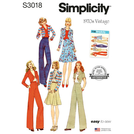 1970`er vintage bukser og kort jakke Simplicity snitmønster S 3018