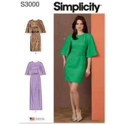 Kjole m/slids også plusmode Simplicity snitmønster S300
