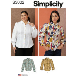 Skjortebluse  også plusmode Simplicity snitmønster S3002