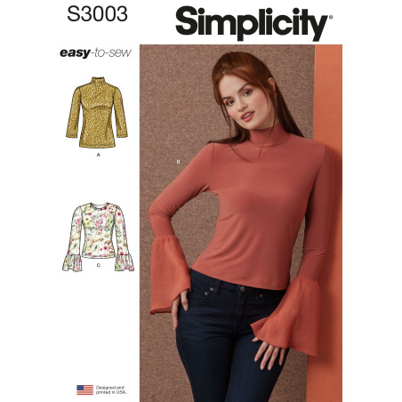 Bluse m/høj hals Simplicity snitmønster S3003