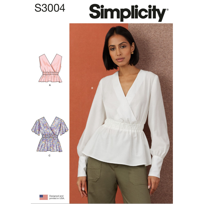 Bluse m/lange ærmer Simplicity snitmønster S3004