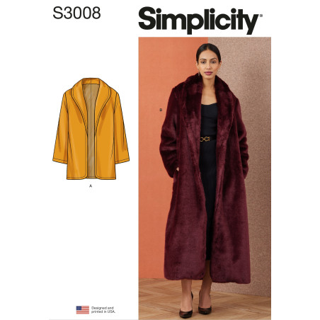 Løs frakke m/krave Simplicity snitmønster S3008