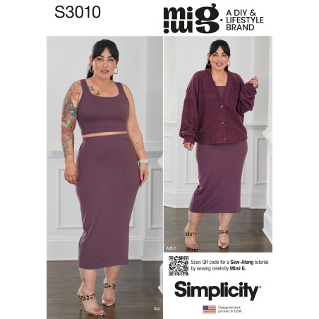 Cardigan tank top og nederdel Simplicity snitmønster S3010