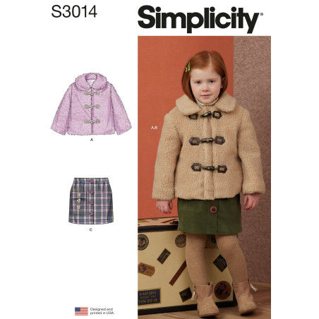 Børnetøj pige jakke og nederdel Simplicity snitmønster S3014 A