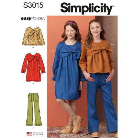 Pigetøj bukser bluse Simplicity snitmønster S3015