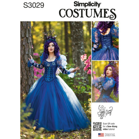 Voksen kostume kjole m/snøre ryg  Simplicity snitmønster S3029