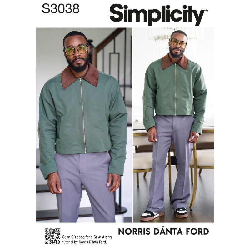 Kort herre jakke Simplicity snitmønster S 3038A