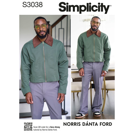 Kort herre jakke Simplicity snitmønster S 3038A