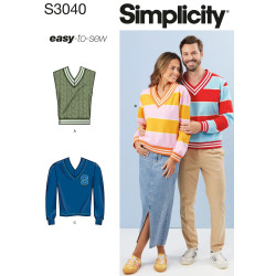 Trøje og vest ham/hende Simplicity snitmønster S3040A