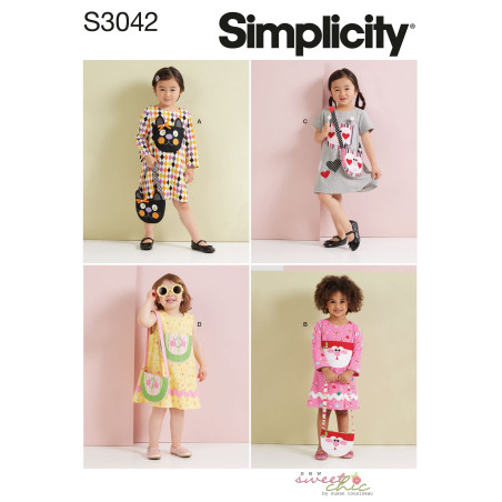 Pige kjole og taske Simplicity snitmønster S 3042A