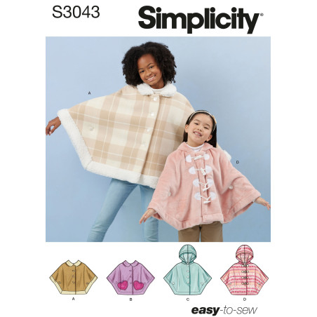 Ponchos m/hætte Simplicity snitmønster S3043