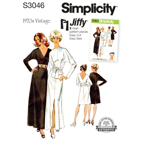 1970èr vintage kjole Simplicity snitmønster S 3046 easy