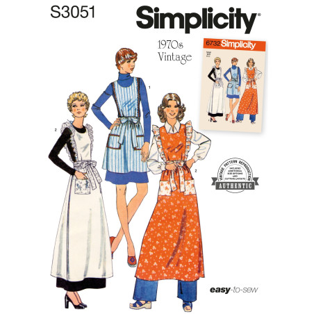 1970èr forklæde m/flæser Simplicity snitmønster S 3051A