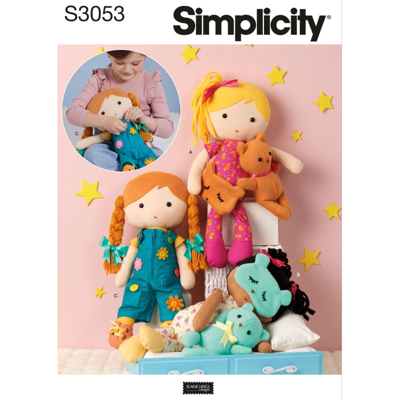 Slaskedukke m/tøj Simplicity snitmønster S 3053 OS