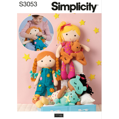 Slaskedukke m/tøj Simplicity snitmønster S 3053 OS