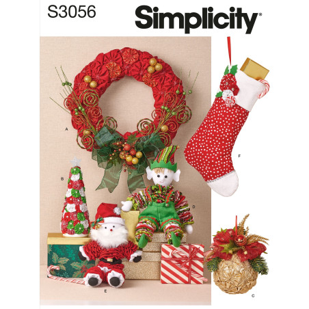Julesok juletræ julekugle  og nissemand Simplicity snitmønster S 3056 OS