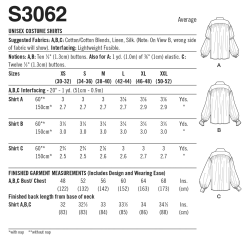 Unisex kostume voksen Simplicity snitmønster S 3062A
