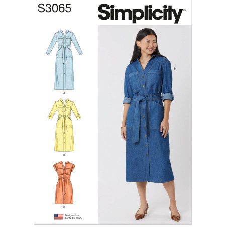 Skjortekjole også plusmode Simplicity snitmønster S3065