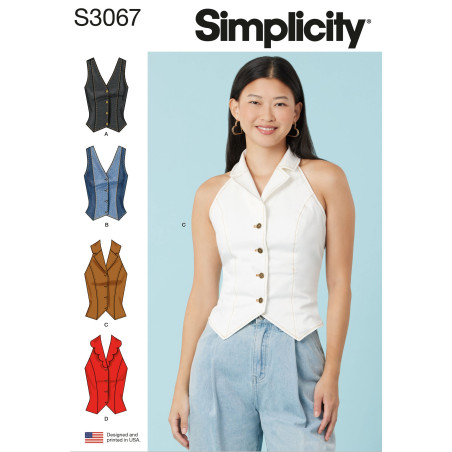 vest med bar ryg Simplicity snitmønster S3067