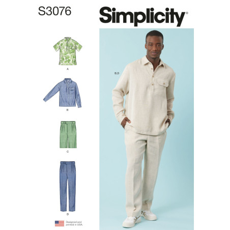 Skjorte og bukser herretøj Simplicity snitmønster S3076