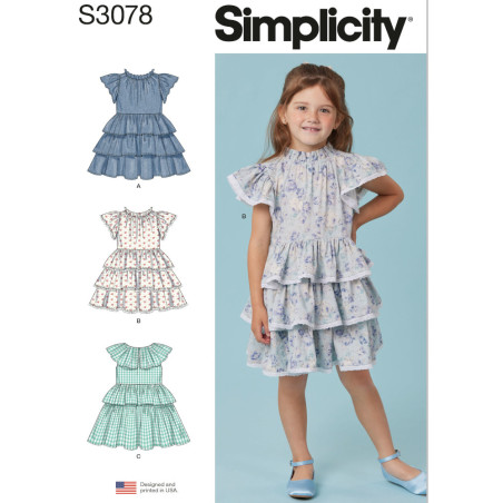 Pigekjole med flæser Simplicity snitmønster S3078