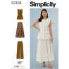 Lang figursyet vest bukser og nederdel Simplicity snitmønster S3108
