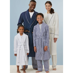 Badekåbe og pyjamasbukser til hele familien Simplicity snitmønster S3109